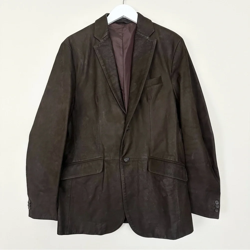 Banana Republic Brown Leather Blazer Coat